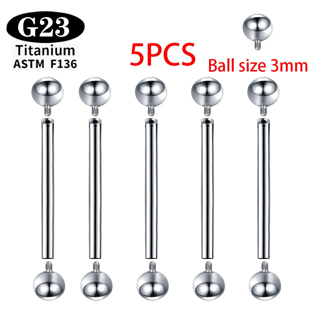 1/5/50PCS ASTM F136 Implant Grade Titanium Internal Thread  Barbells Tongue Ring Piercing Body Jewelry Earrings