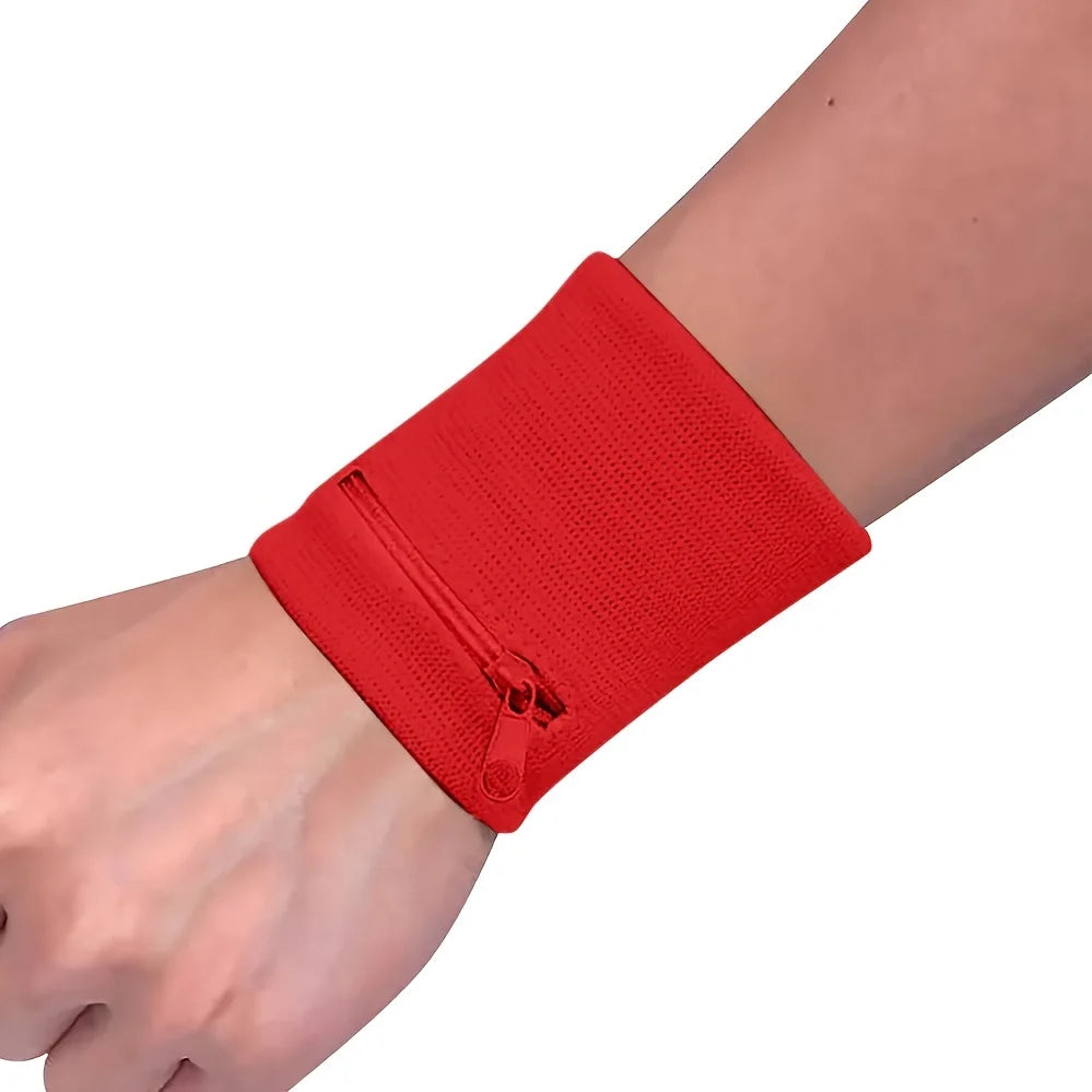 Wrist Wallet, Wrist Sweatband with Zipper Breathable Wristbands Ankle Wallet Coin Keys Storage Pouch Pocket