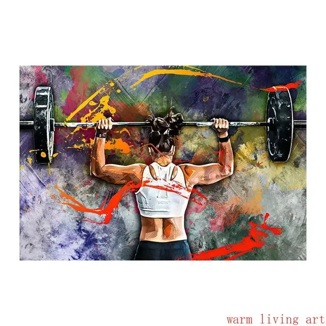 Boxing Dumbbell Fitness Art Poster Canvas Wall Print Home Gym Decor Motivational Picture for Men Women Muay Thai Weightlifting