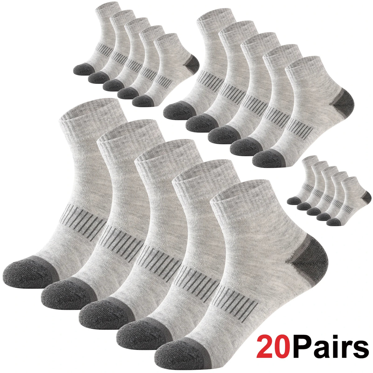 20Pairs High Quality Men's Cotton Socks Set Casual Breathable Sports Winter Black Large Size 38-45