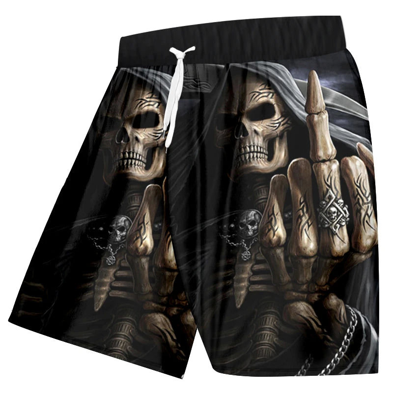 Men's swimming trunks 3D skull print beach shorts quick-drying outdoor leisure sports shorts swimwear fashion men's shorts