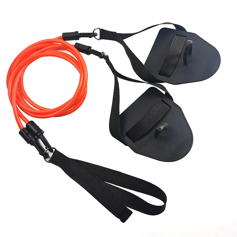 Swimming Resistance Band Set with Hand Paddles Handles Exercise Workout Bands for Women Men 1.2m Stretch Cord