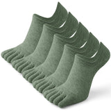 5 Pairs Men's Open Toe Boat Socks Breathable Invisible Ankle Short Socks Elastic Men Five Finger Socks Silicone Anti-slip Sports