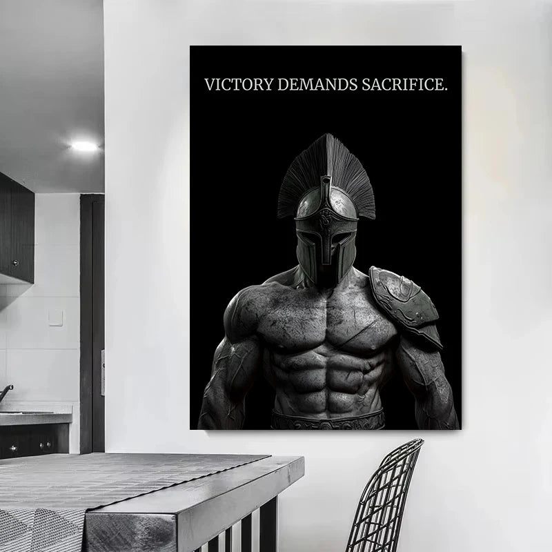 Retro Spartan Warrior Caesar Roman Statue Motivational Quotes Poste Canvas Painting Wall Art Pictures Home Gym Decor Gift