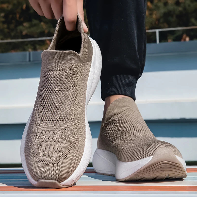 Breathable sports shoes for men and women in summer new mesh walking shoes leisure socks soft-soled comfortable running shoes 45