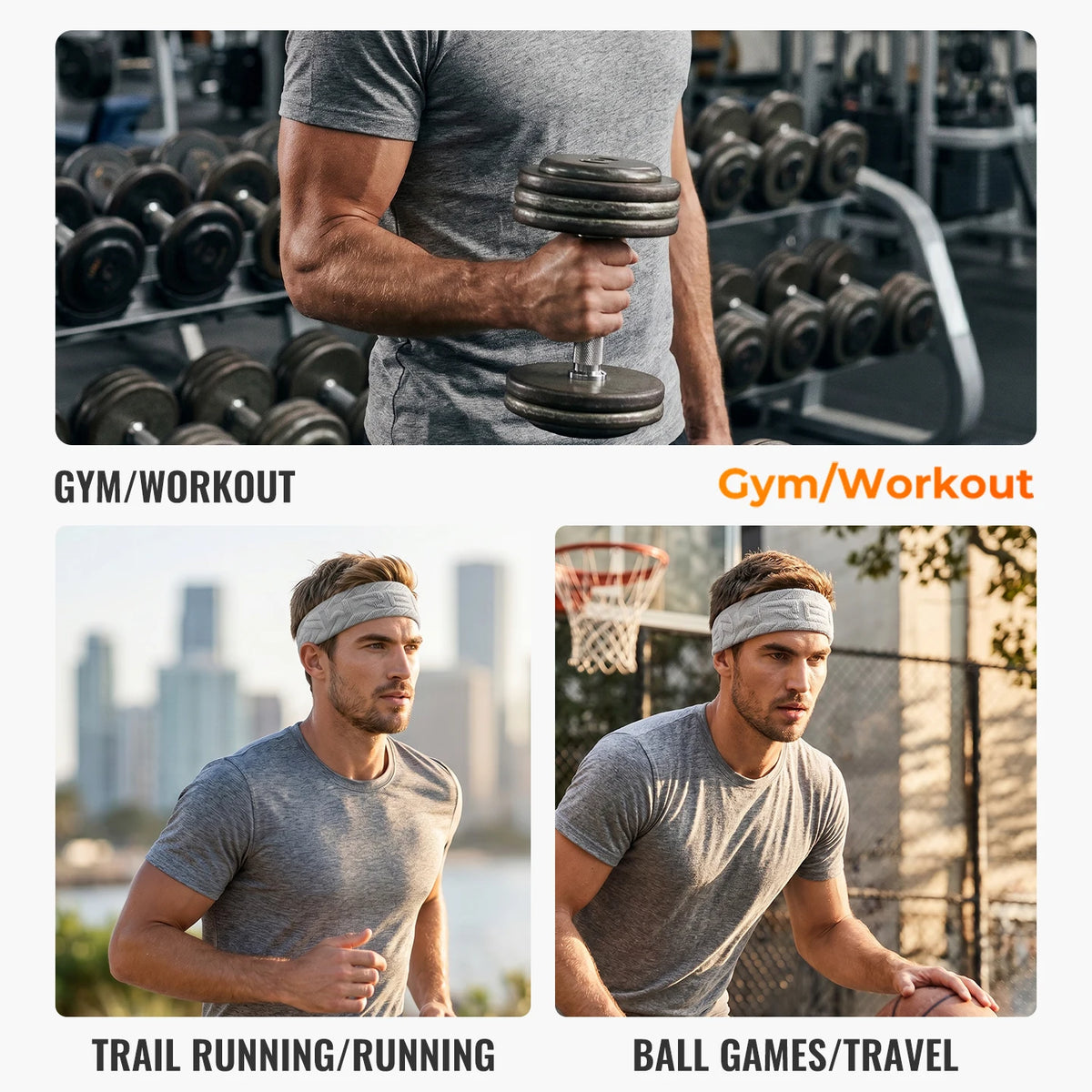 WRELS Sweatband Headband Terry Cloth Absorbent Thick Yoga Running Basketball Gym Workout Athletic Men Women Sport Hair Band