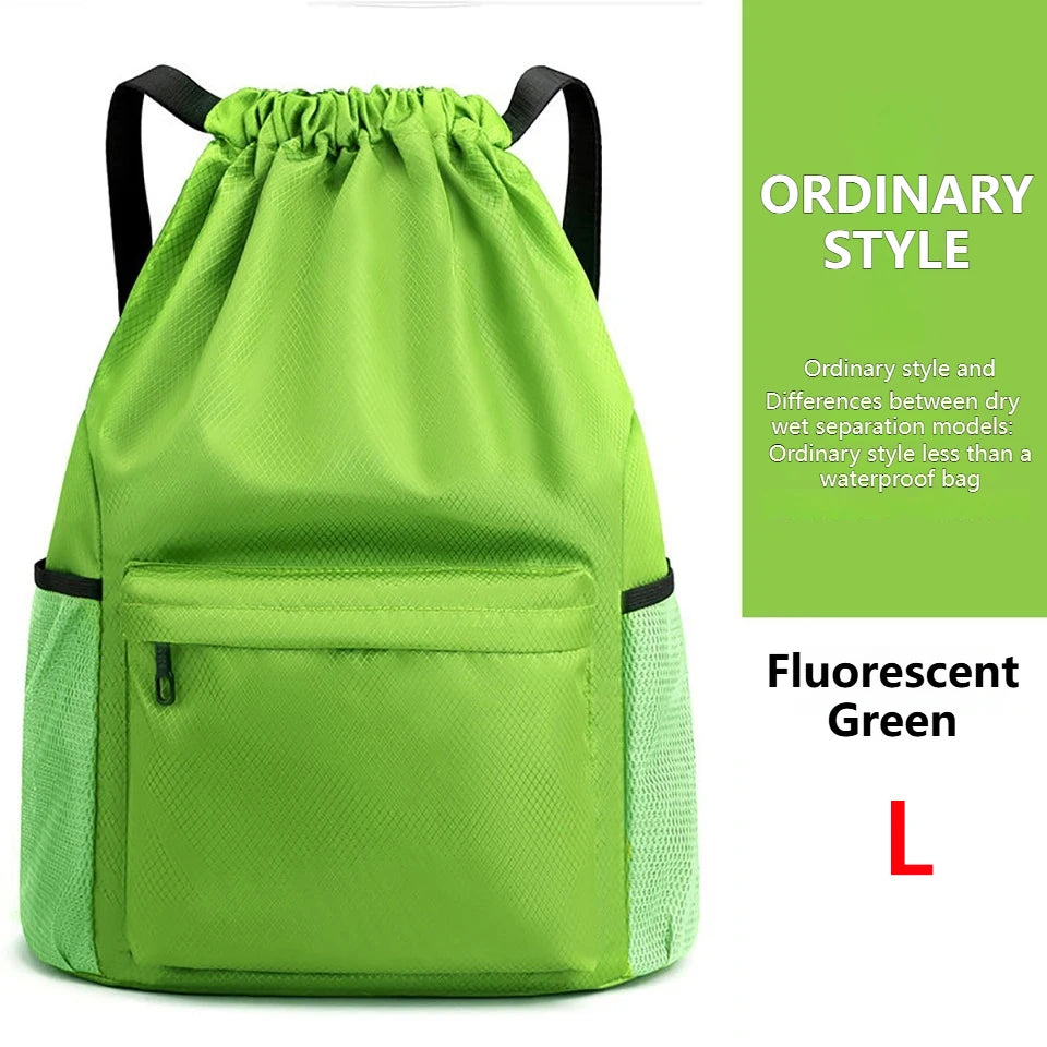 Loogdeel Portable Gym Football Drawstring Bag Quick Drying Large Capacity Oxford Cloth Backpack Solid Color Adjustable Straps