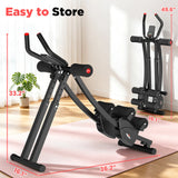 Relife Sports Dual Split‑Track Ab Machine, Foldable Core Trainer for Home Fitness, 5‑Level Adjustable Resistance Workout Equipment, 440 LBS Capacity with LCD Display