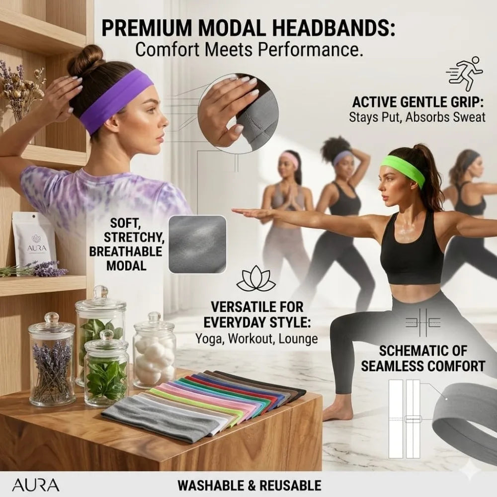 Multicolor Non‑Slip Elastic Headbands, Sweat‑Resistant Sports Hair Bands, Practical Hair Accessories for Women and Girls