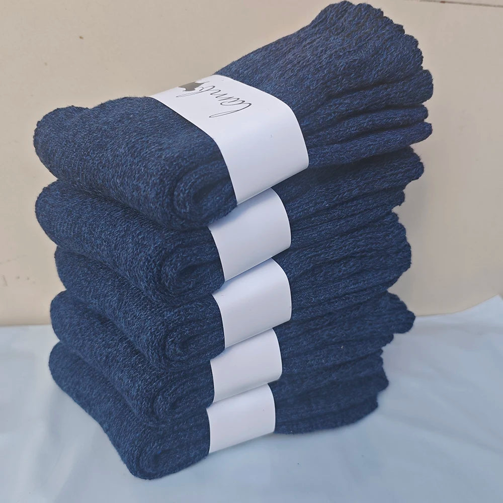 3/5 Pair Winter Men's Merino Wool Socks Super Thick Warm High Quality Harajuku Retro Snow Casual Antifreeze Cashmere Socks Men