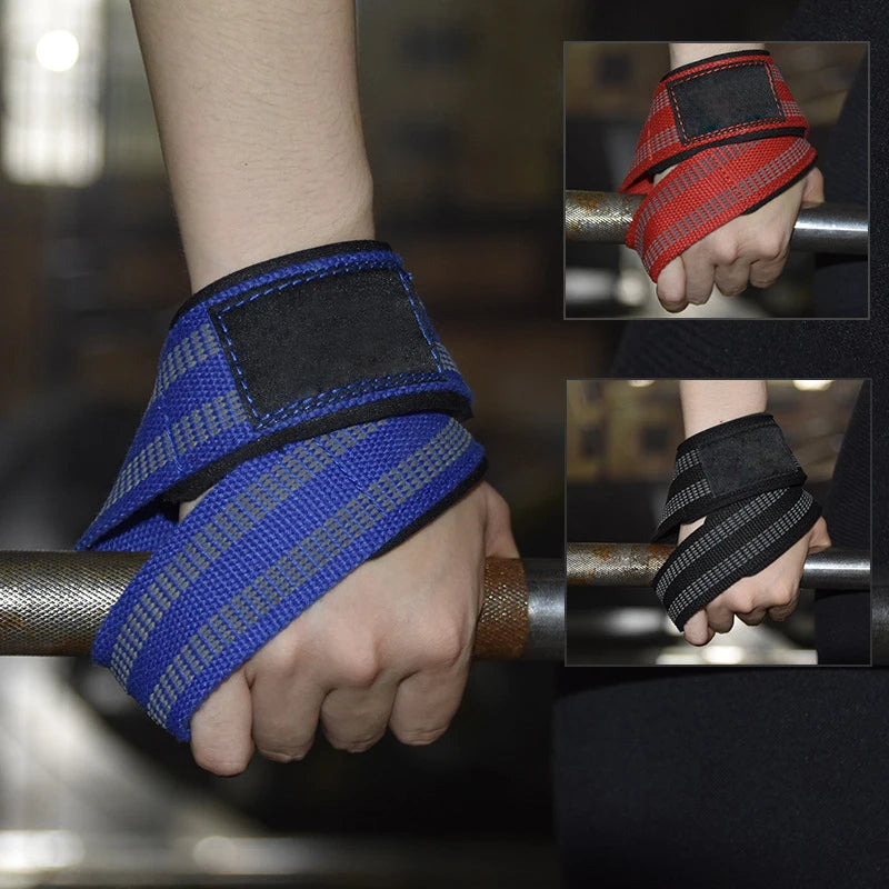 Anti Slip Silicone Rubber Figure 8 Word Padded Weightlifting Belts Cotton Deadlift Powerlifting Straps Pull-ups Bands