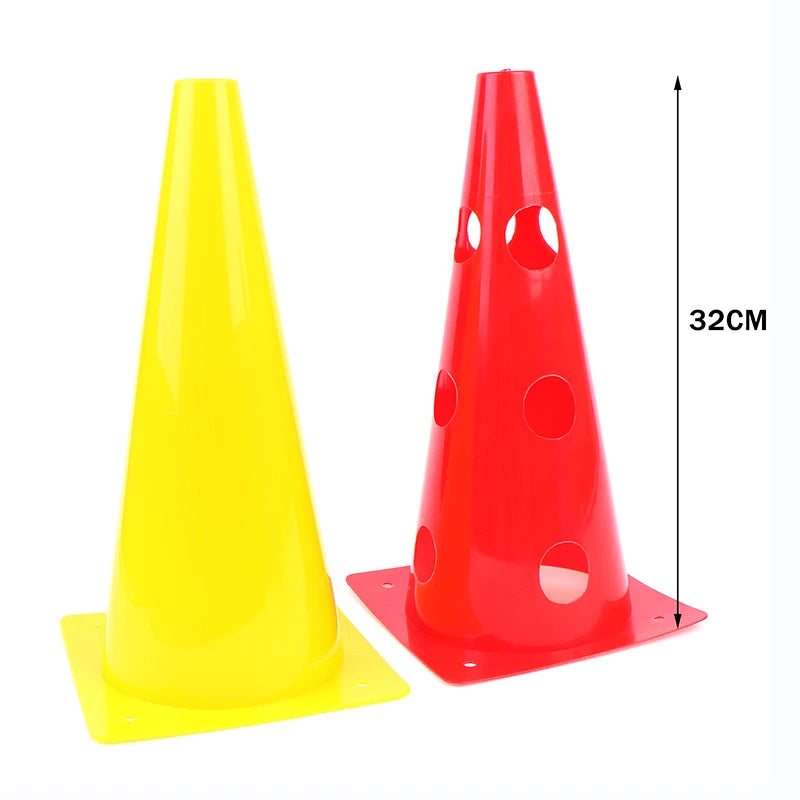 NEW 5Pcs 32CM Barrier Football Road Flat Training Cone Perforated Sign Obstacles Road Cones Soccer Basketball Training Equipment