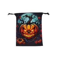 Velvet Witch Cat  Tarot Card Bag With Halloween Pumpkin Drawstring Pouch For Divination Jewelry Astrology Dice Accessories Bag