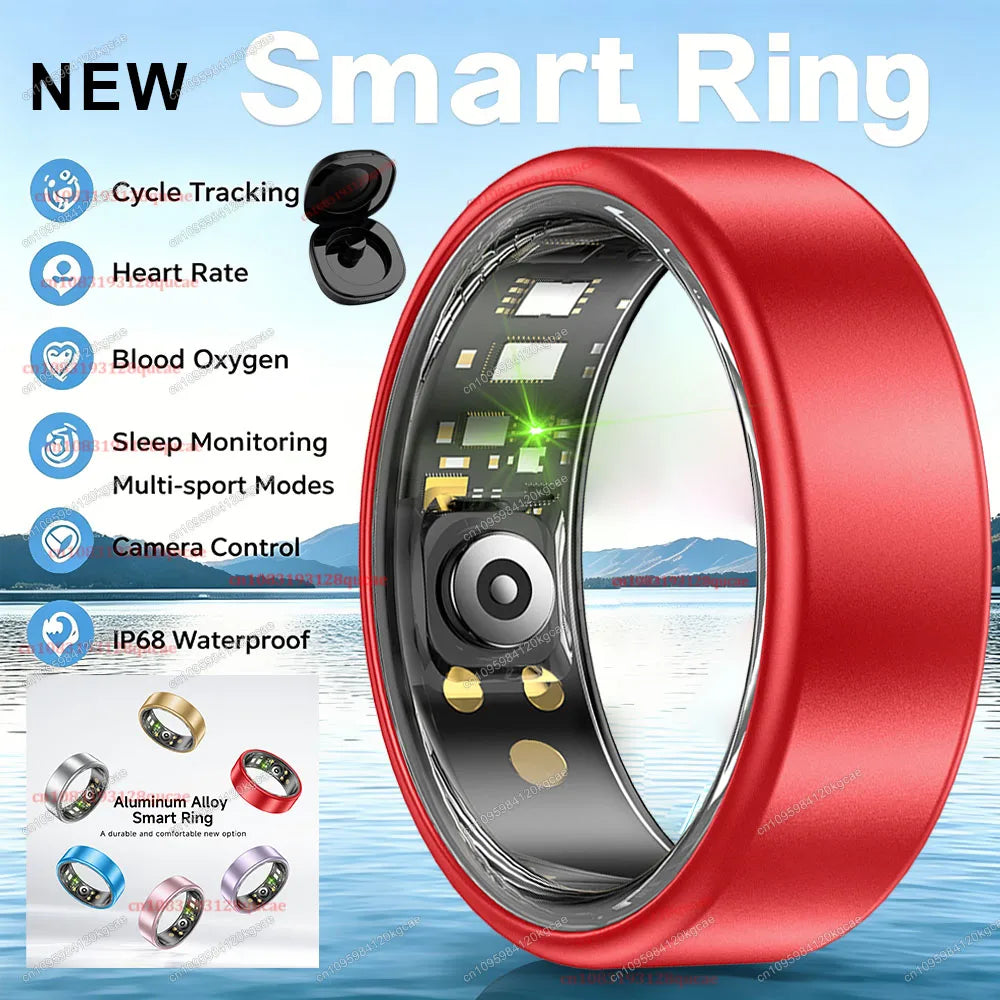 2026 New Smart Ring Heart Rate Blood Pressure Sleep Monitoring Motion Tracking IP68 Waterproof Men Women Smart Ring Holiday Gift