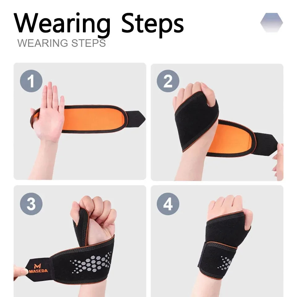 1pc Adjustable Wrist Strap Sports Wrist Support Brace Black Weightlifting Wristband For Men & Women Badminton Tennis Gym