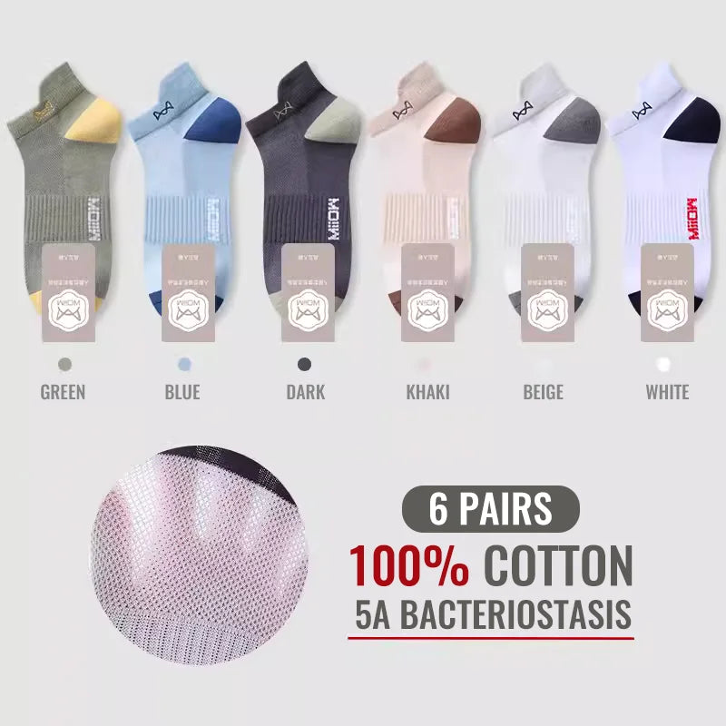MiiOW 100% Pure Cotton Short Socks Men Ankle Sock Business Dress Ear-lifting Heel Protection Deodorant Antibacterial Sports Sock