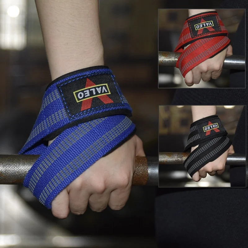 1 Pair Figure 8 Lifting Straps for Deadlift, Anti-slip Silicone Weight Lifting Straps with Wrist Pad for Powerlifting Strongman