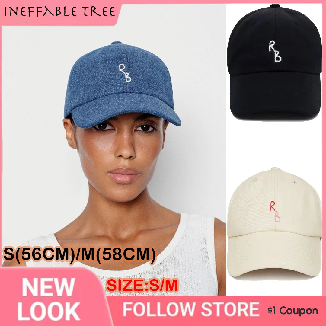INS Monogram Cotton British Outdoor Sport Baseball Cap for Men Women Hand-Dyed Soft Fabric Dad Hand-Embroidered Letters Hats