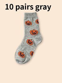1/10 Pairs Halloween Pumpkin Socks for Men Women, Cute Cartoon Crew Socks, Funny Jack O Lantern Party Casual Holiday Socks