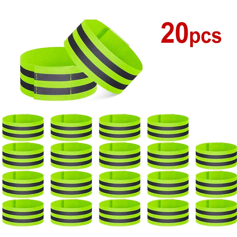 1~20pcs Reflective Straps Reflector Bands for Wrist Arm Ankle Leg High Visibility Tape for Night Walking Cycling and Running