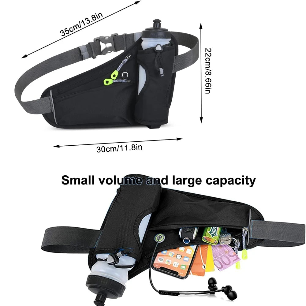 1Pcs Running Fanny Pack with Water Bottle Holder - Running Belt With Water Bottle Holder and Pouch - Travel Fanny Pack