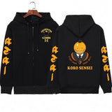 Anime Manga Assassination Classroom Koro Sensei Printed Men and Women Hoodies Cartoon Long Sleeve Zip Up Jacket Coats Sweatshirt
