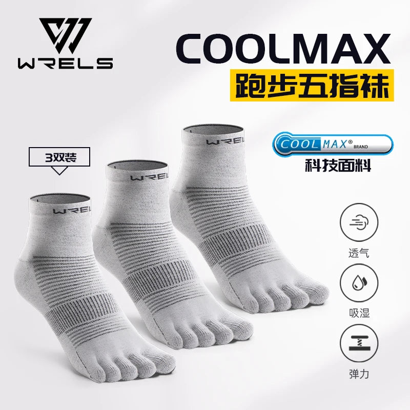 WRELS 1/3pairs Toe Sock for Men and Women Coolmax Five Finger Running Riding Cycling Basketball Sport Moisture Wicking Socks