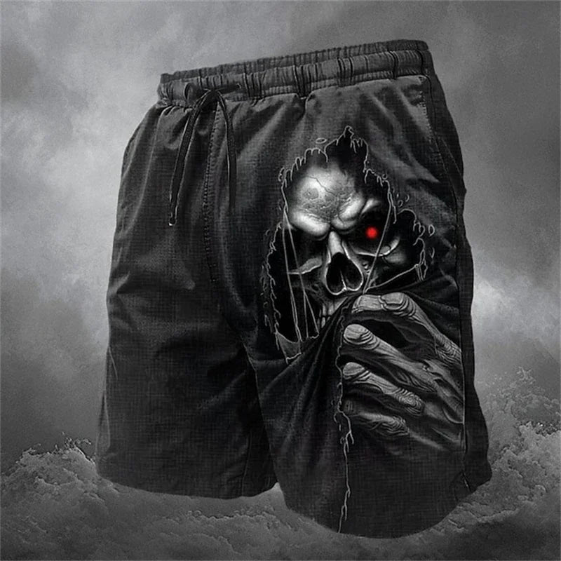 Men's Skull Design Printed Beach Shorts Swimwear Casual and Comfortable Summer Hip-Hop Shorts Fashion Casual Quick-dry Shorts