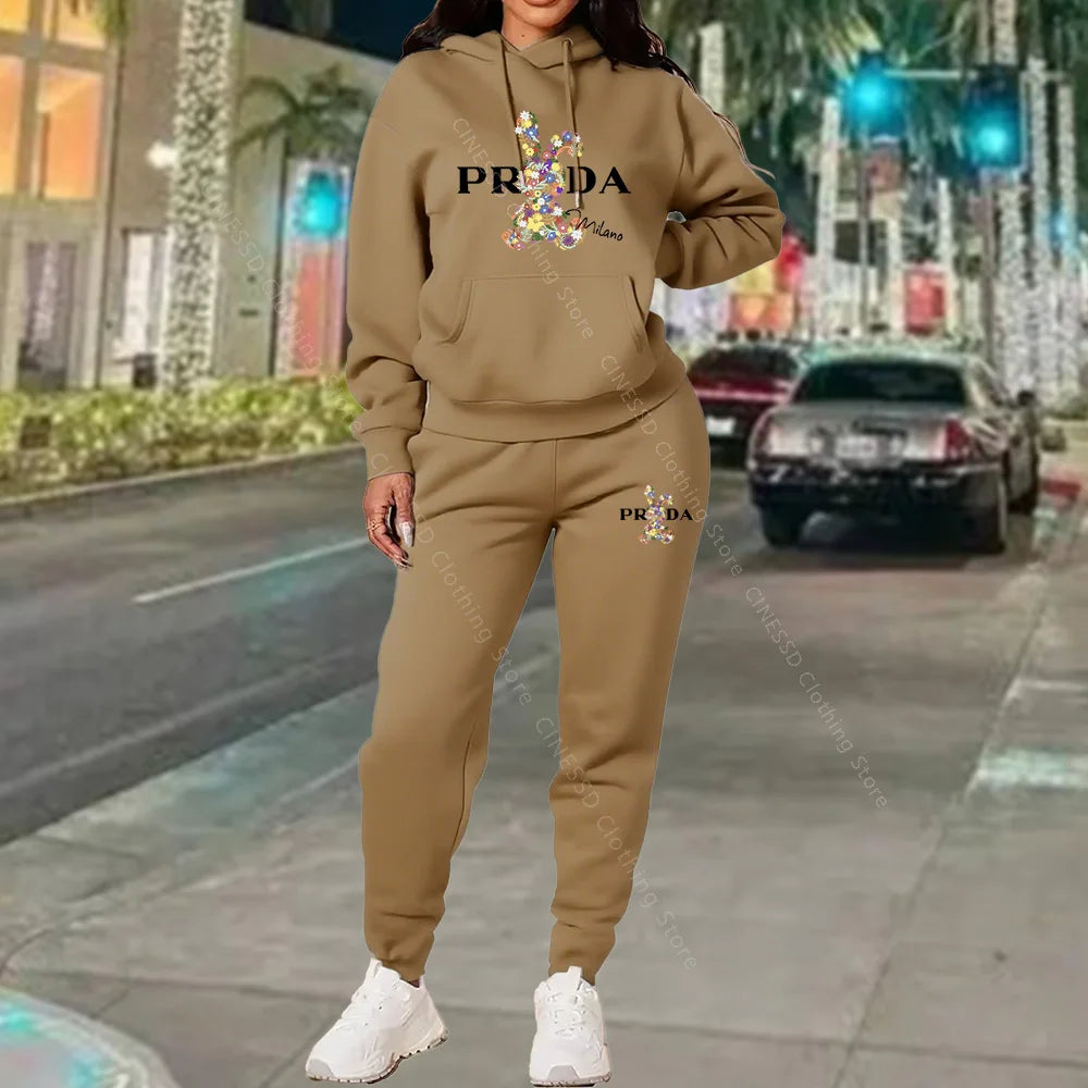 Women's Tracksuits Hoodies and Pants Two Peice Outfits Suit Designer Luxury Oversized Autumn Winter Clothing Women Pants Sets