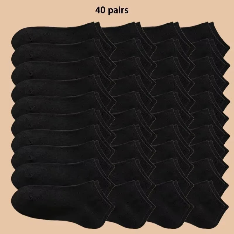 Unisex 40/20/10 Pairs of Solid Color Socks, Soft and Lightweight Ankle Socks, Women's Casual Boat Socks, Low Cut Ankle Socks