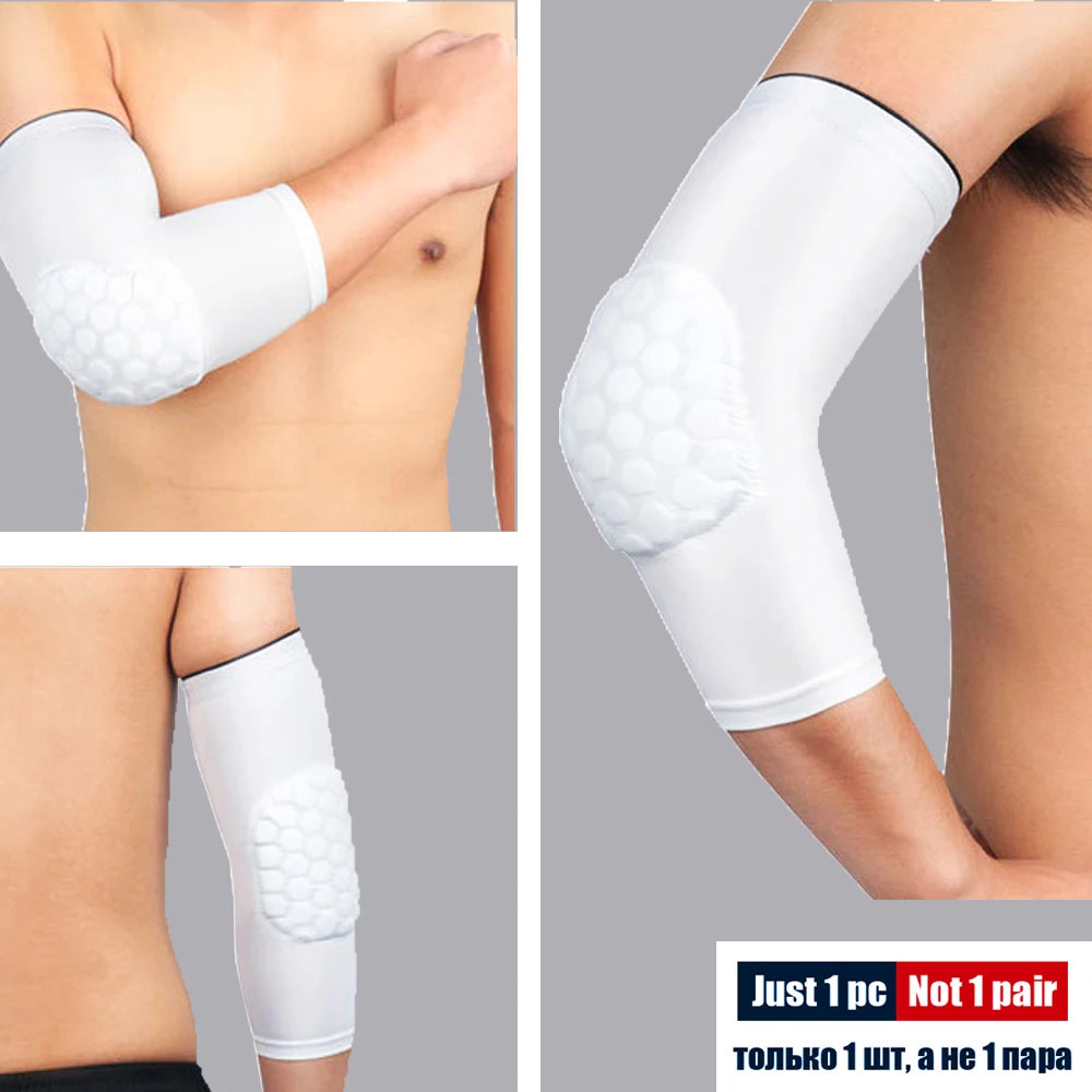 1Pcs Sports Elbow Compression Sleeve Arm Forearm Support Brace Crashproof Honeycomb Pad Cycling Running Basketball Arm Guard