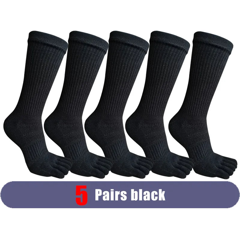 1/5/10 Pairs Compression Toe Socks Long Man Cotton Fitness Marathon Hiking Outdoor Basketball Calf Toe Sport Five Finger Socks