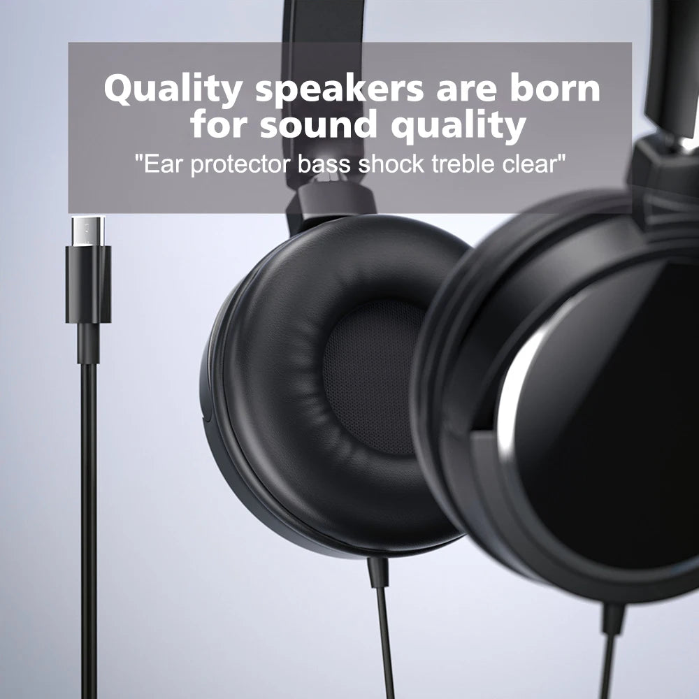 3.5Type-C/MM Wired Headphones Foldable Adjustable Headset Bass Stereo Earphones For Pc Mp3 Mobile Headphones With Noise Cancel