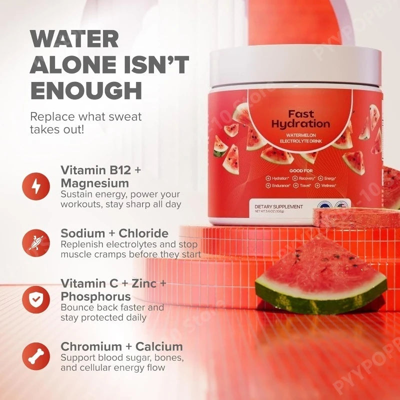 Electrolyte Supplements Watermelon Flavor Sugar Free Hydration Mix with Sodium Potassium Magnesium Calcium Travel Jar