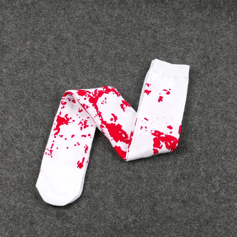 Good-looking Halloween Bleeding Socks Black Solid Color Cartoon Bat Sock Holiday Costume Party Skull Stockings Cool Girls' Style