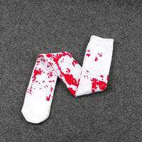 Good-looking Halloween Bleeding Socks Black Solid Color Cartoon Bat Sock Holiday Costume Party Skull Stockings Cool Girls' Style