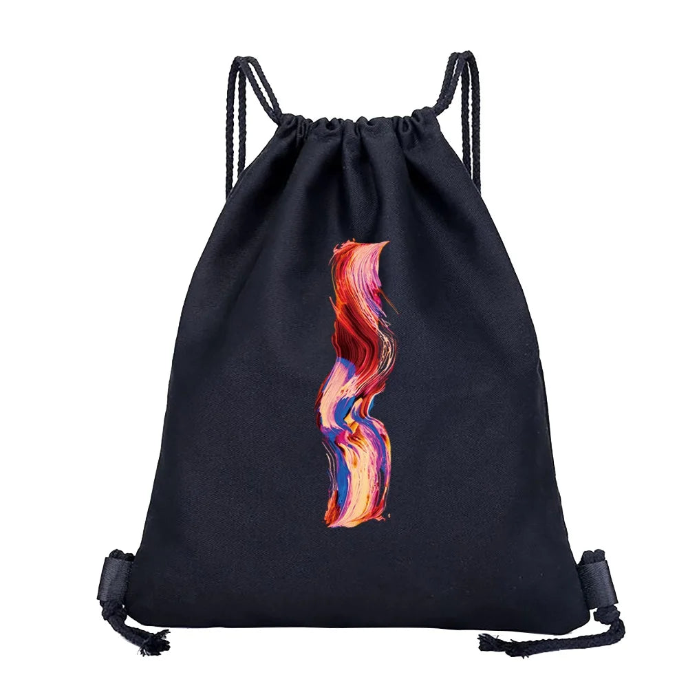 26 Initials Print Drawstring Bag Backpack Men and Women Beach Sports Travel Backpack Kid Gift Supplies Bag Portable Sundries Bag