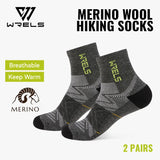 WRELS 1/2/3Pairs Merino Wool Socks Hiking Running Socks Breathable Cushion Sweat Wicking Warm Thermal Compression Wool Socks