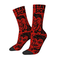 Novel Harajuku retro punk rebellious graffiti style men's socks with exaggerated skull patterns, casual socks for crazy parties.