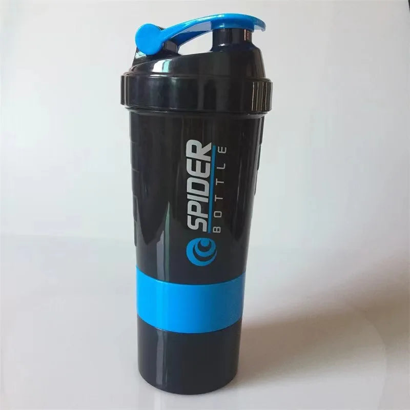 1pc Protein Shaker Bottle Portable 16oz Powder Shake Cup 3 Layers Shaker Protein Bottle Suitable For Sports Gym Fitness Outdoor