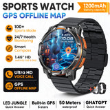 New Technology 2026 Offline Map GPS Smart Watch Men 1200mAh Battery Waterproof Compass Altimeter 100+Sports Military Smart Watch