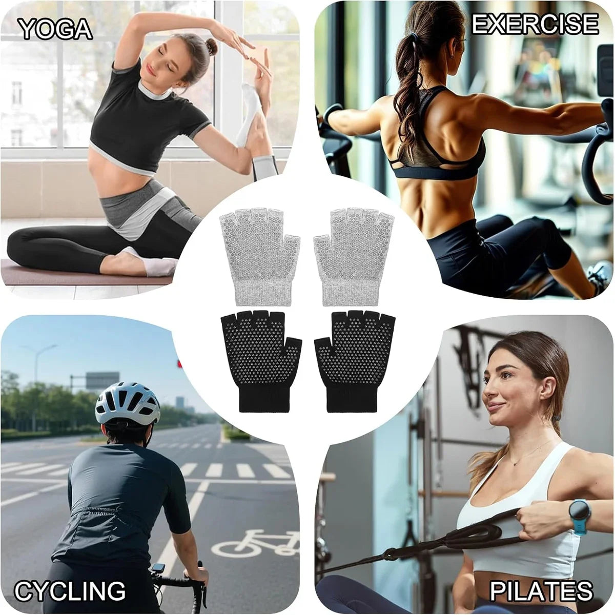 Half-Finger Workout Gloves Non Slip Fingerless Yoga Gloves Fingerless Pilates Glove Weight Lifting Glove for Women for Cycling