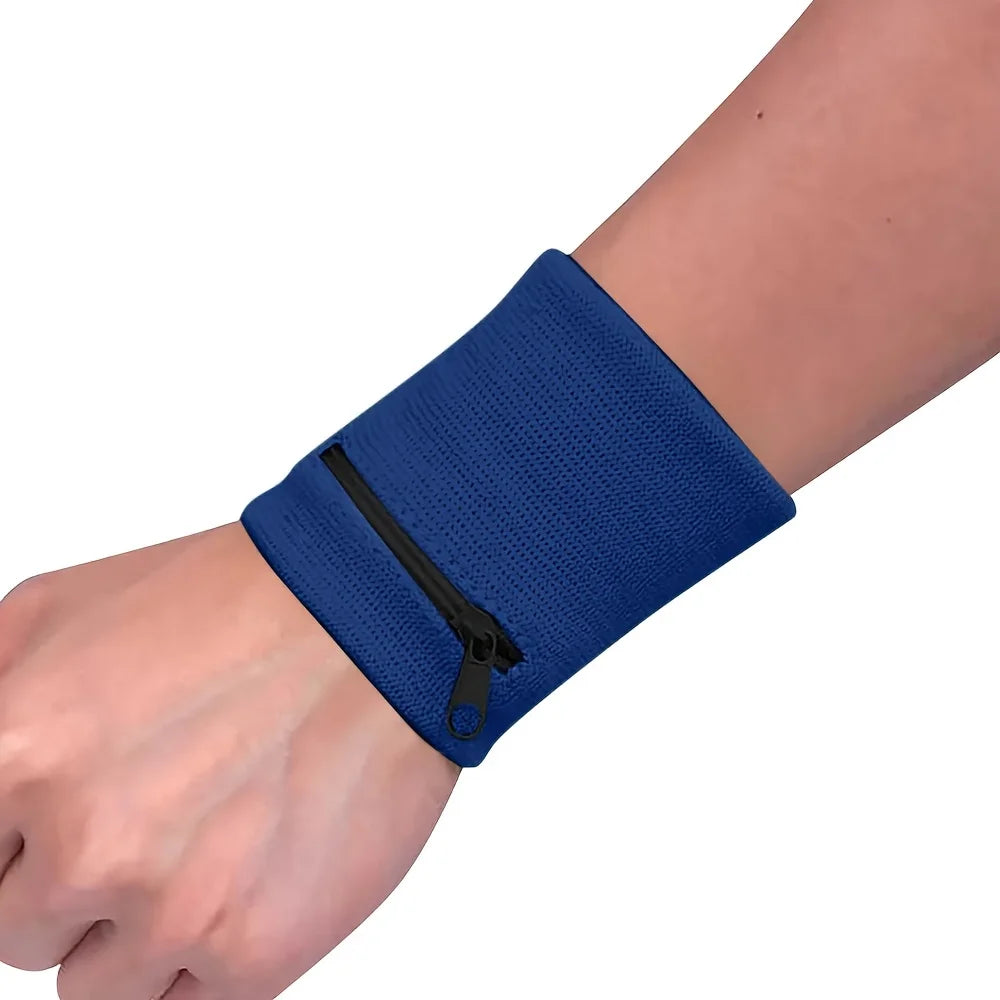 Wrist Wallet, Wrist Sweatband with Zipper Breathable Wristbands Ankle Wallet Coin Keys Storage Pouch Pocket