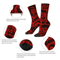 Novel Harajuku retro punk rebellious graffiti style men's socks with exaggerated skull patterns, casual socks for crazy parties.