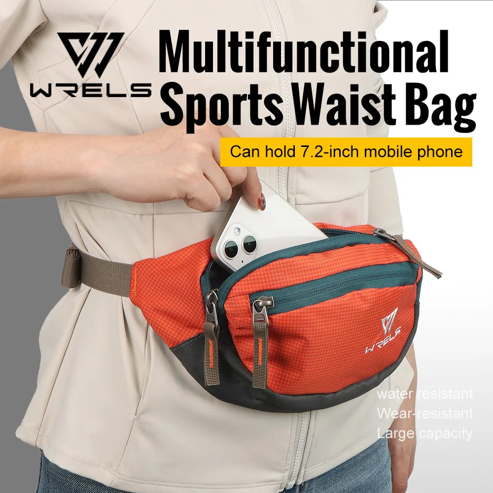 WRELS Running Waist Belt Bag Sport Multifunctional Ultralight Bounce Free Running Waist Pack Waterproof Fitness Mobile Phone Bag