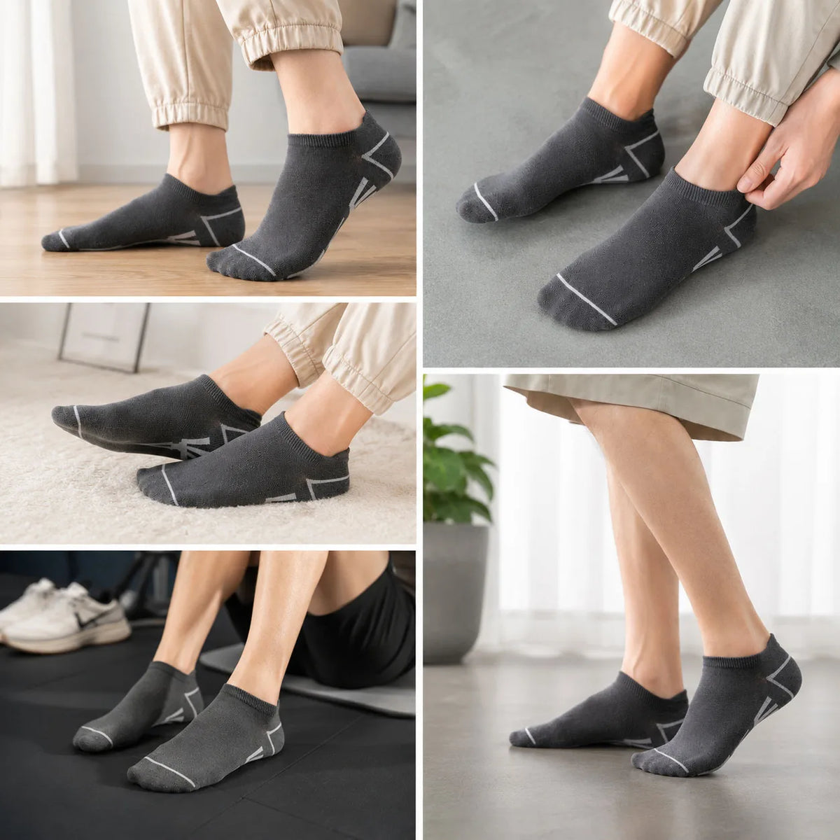 1/6/12 Pairs Men's Ankle Socks With Heel Tab Athletic Low Cut Short Socks Casual Breathable Sports Socks for Men