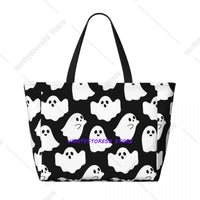 Ghost Halloween Cartoon Pattern Beach Tote Bag Sport Gym Yoga Duffle Large Tote Bag Women Travel Fitness