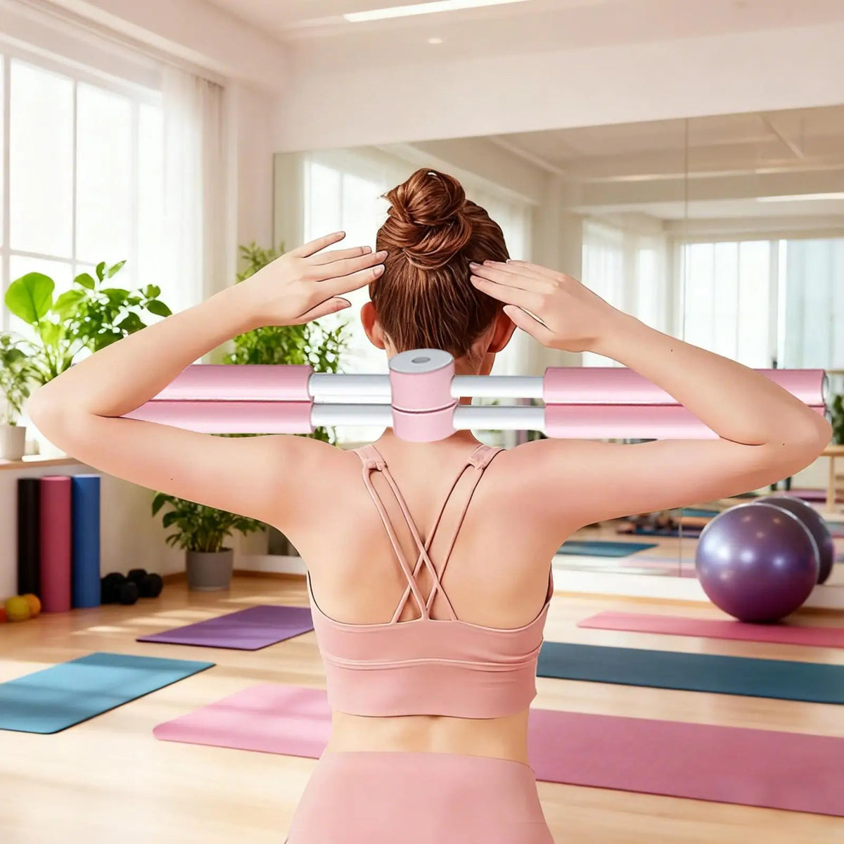 Yoga Bar Stretching Tool Cross Postures Correction Stick Stretch Mobility Pole Neck Hump Correction Tool Workout Gym Equipment