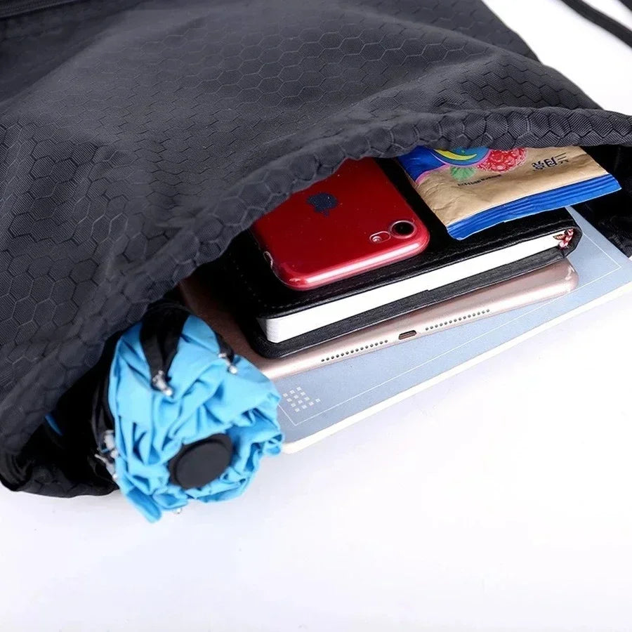 Outdoor Sport Drawstring Pocket Simple Backpack Men's and Women's Fitness Backpack Lightweight Basketball Bags Oxford Zipper Bag