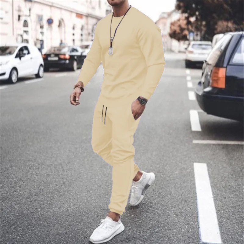 Men's 2025 popular Two-Piece Jogger Sports Suit Warm Autumn Winter Tracksuit Set with Running Sweatshirt And Sweatpants